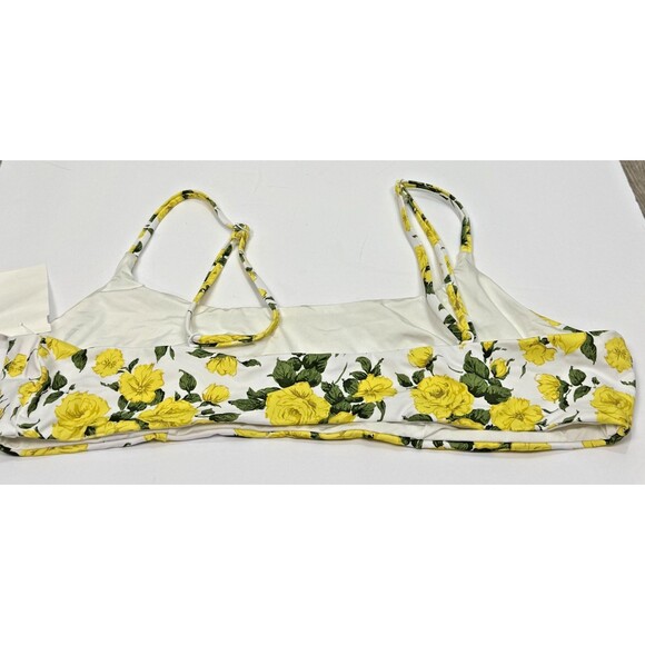 Onia NWT Sarita Bikini Top XL White Yellow Roses Bralette Swim Pullover Cottage - Picture 3 of 4